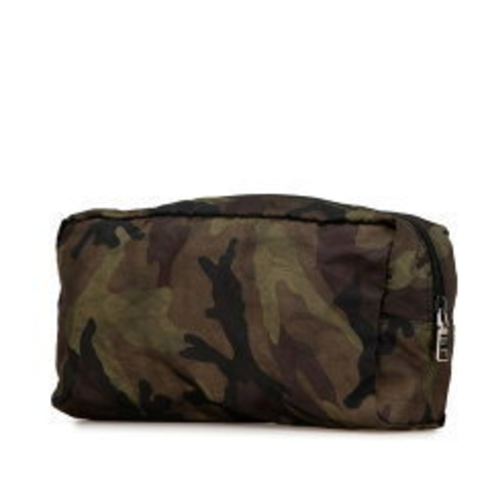 Prada Pouch Triangular Camouflage Nylon Khaki Bla… - image 1